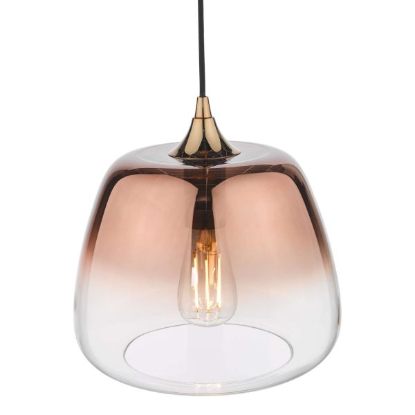 Klaxon 1 Light Pendant Ombre Copper Glass - Image 3