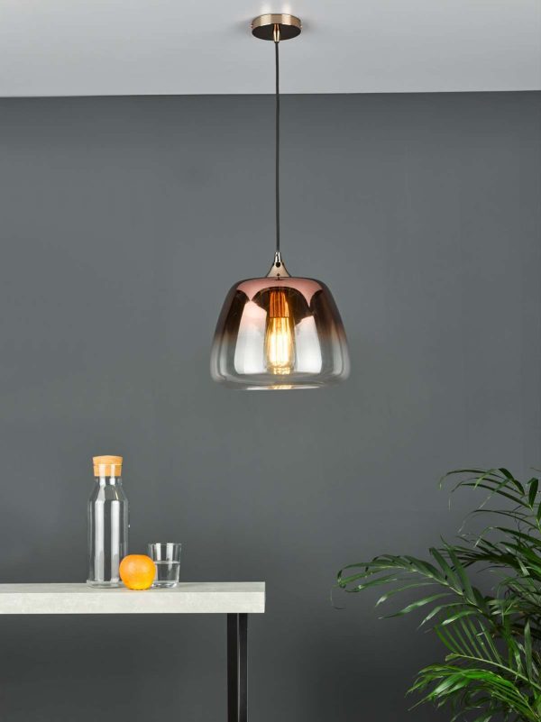 Klaxon 1 Light Pendant Ombre Copper Glass - Image 4