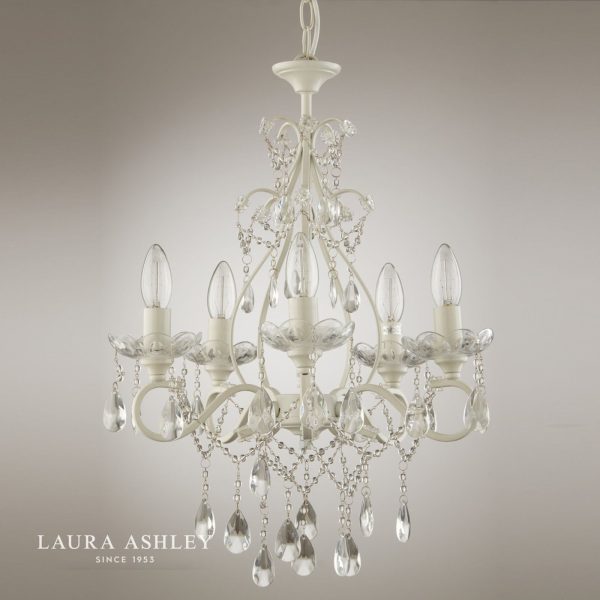 Laura Ashley Shamley 5lt Chandelier Matt White Glass - Image 5