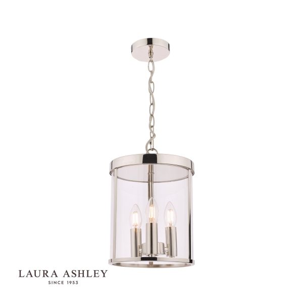 Laura Ashley Selbourne 3lt Lantern Polished Nickel Glass - Image 2