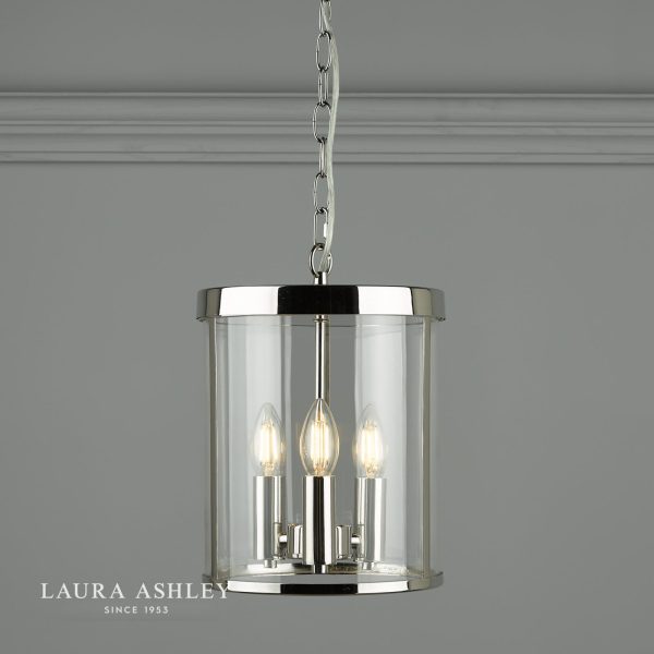 Laura Ashley Selbourne 3lt Lantern Polished Nickel Glass - Image 3