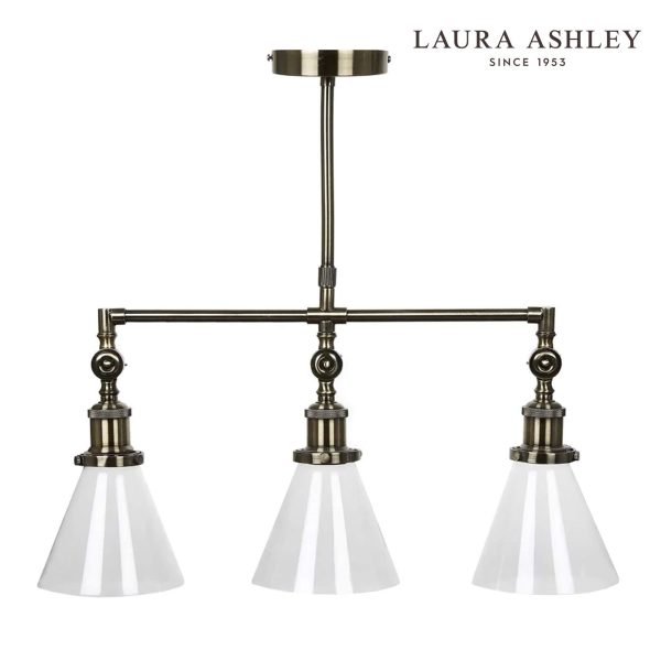 Laura Ashley Isaac Antique Brass 3 Light Bar Pendant Ceiling Light