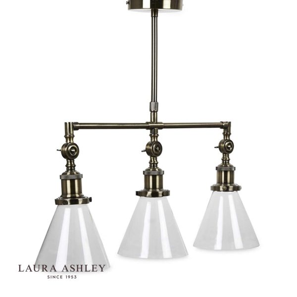 Laura Ashley Isaac Antique Brass 3 Light Bar Pendant Ceiling Light - Image 4