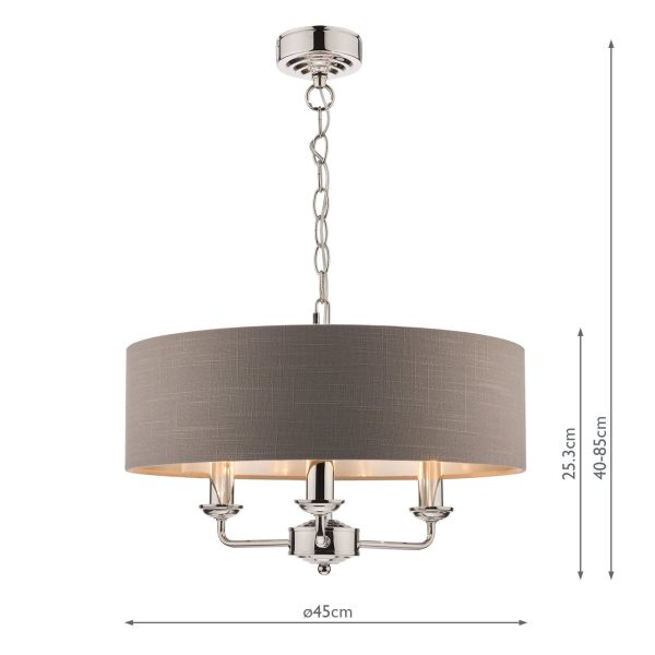 Laura Ashley Sorrento 3lt Pendant Polished Nickel With Charcoal Shade - Image 6