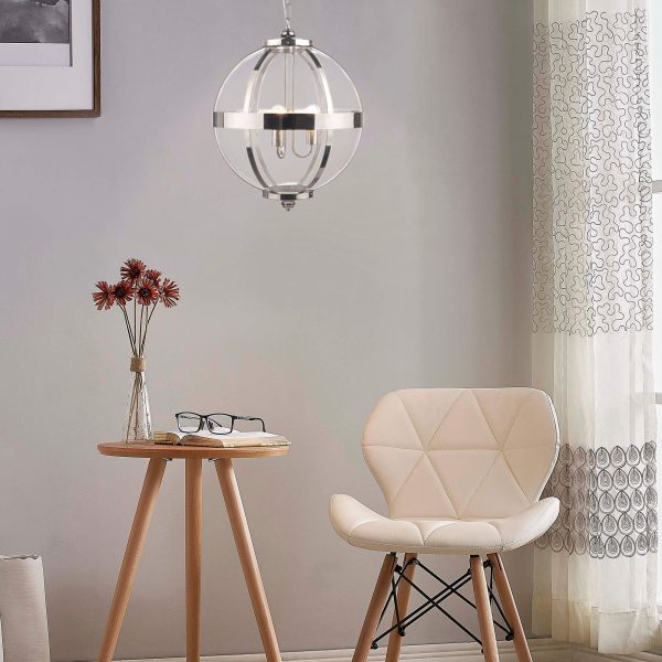 Laura Ashley - Odiham 3 Light Pendant Polished Nickel Glass - Image 5