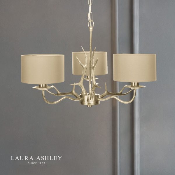 Laura Ashley Mulroy Antler 3 Light Chandelier with Shades - Image 3