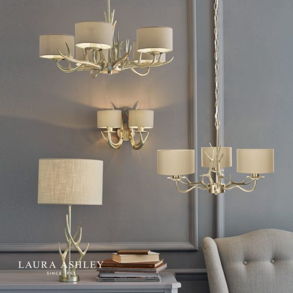 Laura Ashley Mulroy Antler 3 Light Chandelier with Shades - Image 4