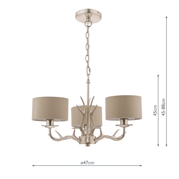 Laura Ashley Mulroy Antler 3 Light Chandelier with Shades - Image 5