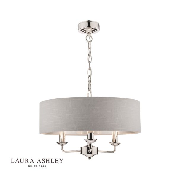 Laura Ashley Sorrento 3lt Pendant Polished Nickel With Silver Shade