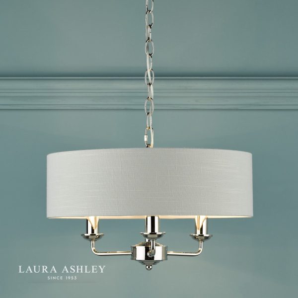 Laura Ashley Sorrento 3lt Pendant Polished Nickel With Silver Shade - Image 3