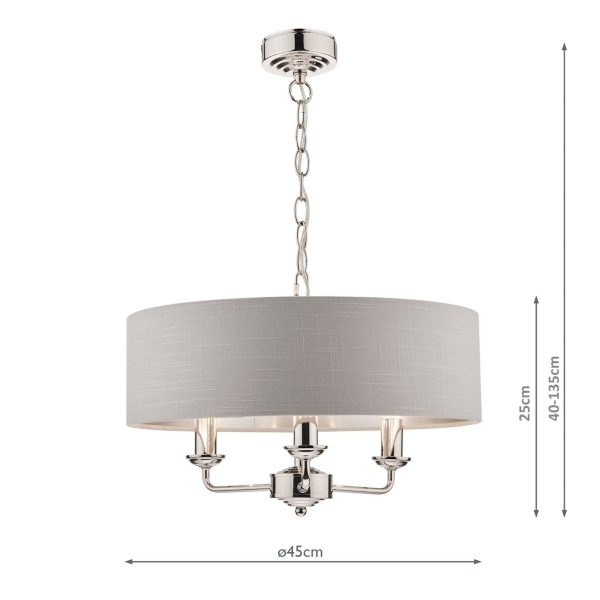 Laura Ashley Sorrento 3lt Pendant Polished Nickel With Silver Shade - Image 5