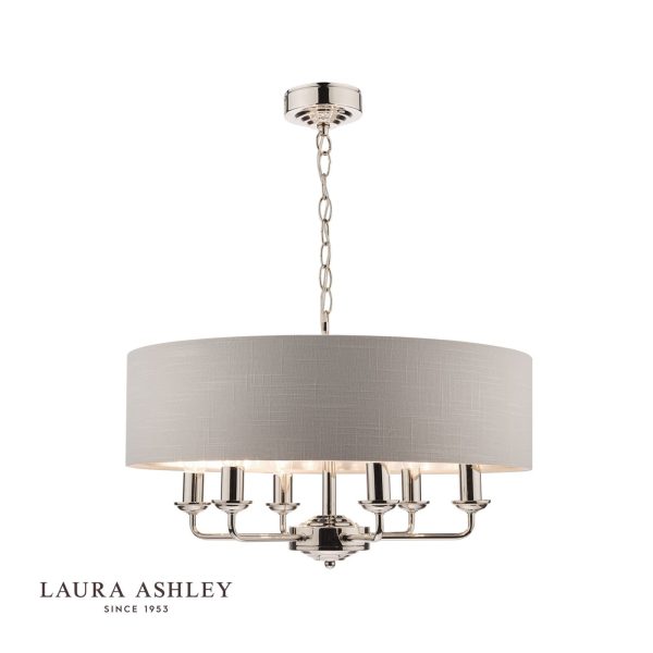 Laura Ashley Sorrento 6lt Pendant Polished Nickel With Silver Shade