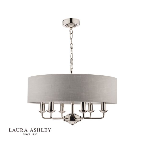 Laura Ashley Sorrento 6lt Pendant Polished Nickel With Silver Shade - Image 2