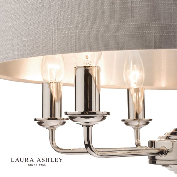 Laura Ashley Sorrento 6lt Pendant Polished Nickel With Silver Shade - Image 3