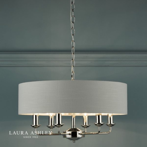 Laura Ashley Sorrento 6lt Pendant Polished Nickel With Silver Shade - Image 4