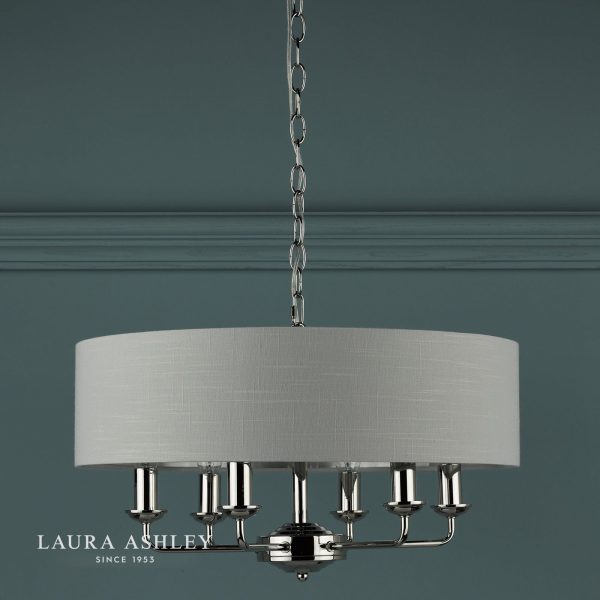 Laura Ashley Sorrento 6lt Pendant Polished Nickel With Silver Shade - Image 5