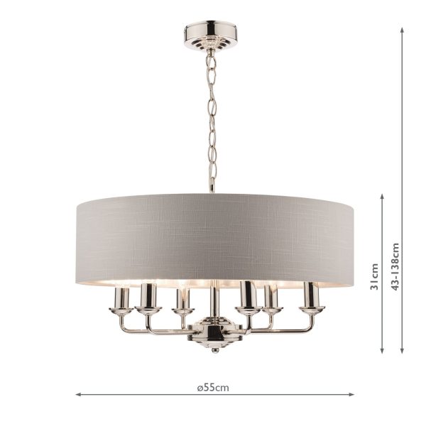 Laura Ashley Sorrento 6lt Pendant Polished Nickel With Silver Shade - Image 6