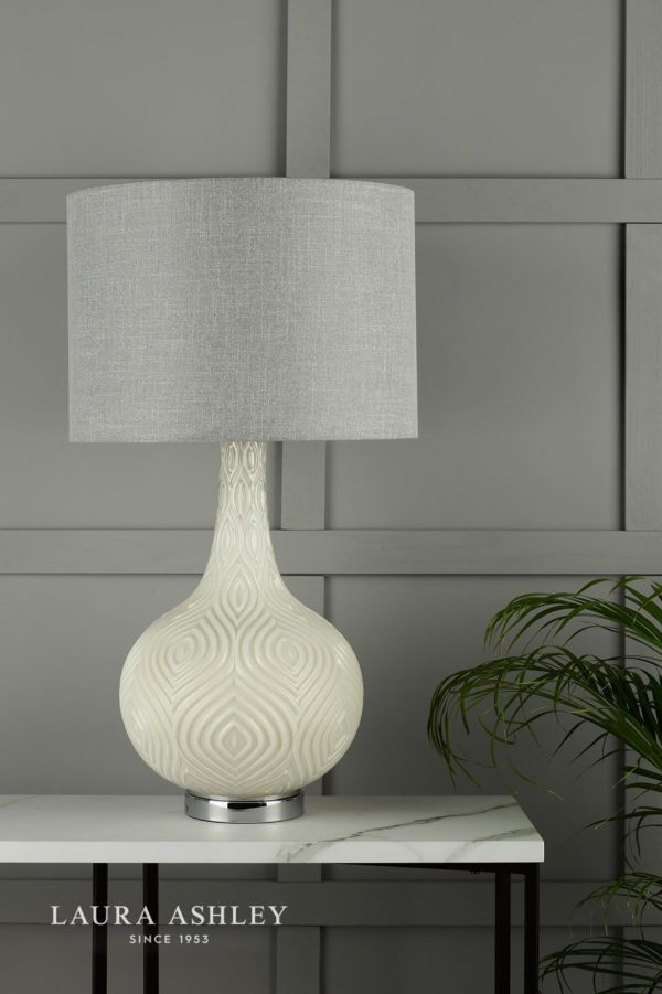 Laura Ashley Grace Painted Patterned Glass 1 Light Table Lamp with Shade - Image 3