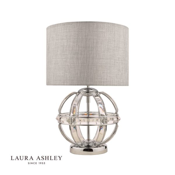 Laura Ashley Aidan Glass & Polished Chrome Globe Table Lamp with Shade