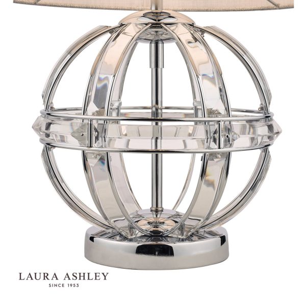 Laura Ashley Aidan Glass & Polished Chrome Globe Table Lamp with Shade - Image 2