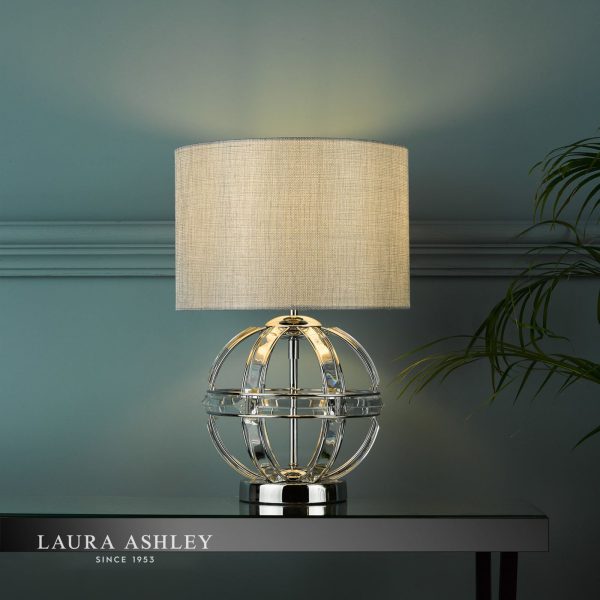 Laura Ashley Aidan Glass & Polished Chrome Globe Table Lamp with Shade - Image 3