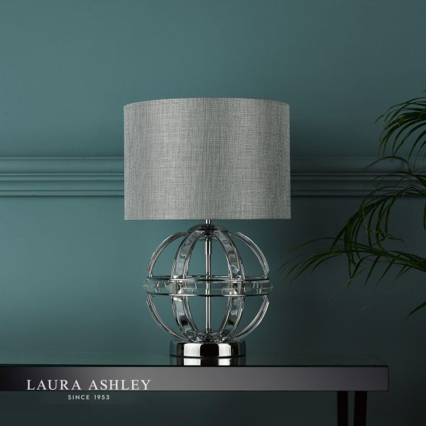 Laura Ashley Aidan Glass & Polished Chrome Globe Table Lamp with Shade - Image 4