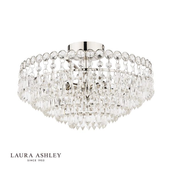 Laura Ashley Enid 5lt Semi Flush Polished Nickel Crystal - Image 2