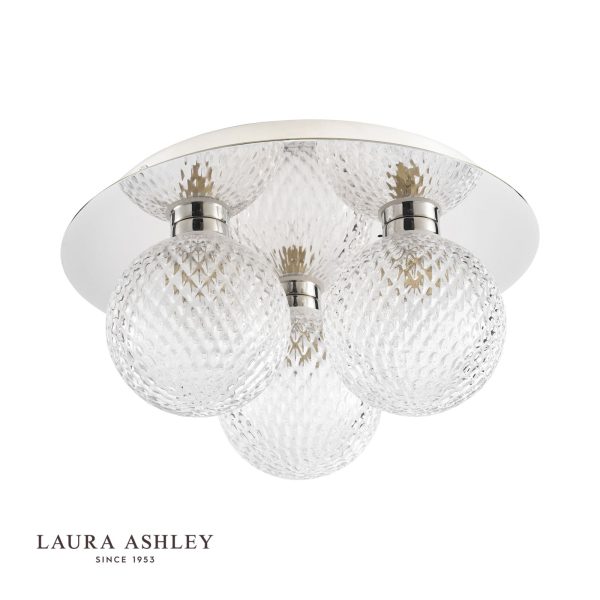 Laura Ashley Prague 3lt Flush Bathroom Light Glass Polished Chrome IP44 - Image 2