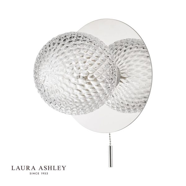 Laura Ashley Prague Bathroom Wall Light Glass Polished Chrome IP44 - Image 2