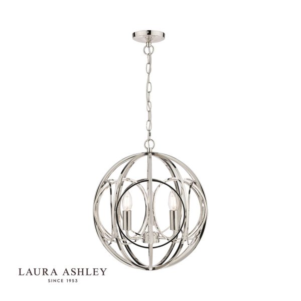 Laura Ashley Orbital 3lt Pendant Polished Nickel