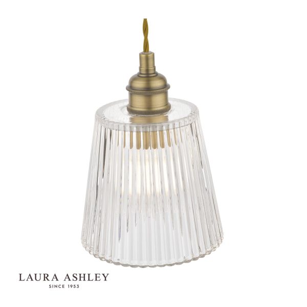 Laura Ashley Callaghan Pendant Antique Brass Ribbed Glass - Image 3