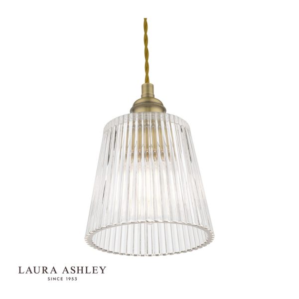 Laura Ashley Callaghan Pendant Antique Brass Ribbed Glass - Image 4