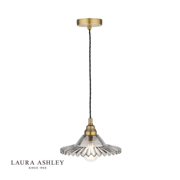 Laura Ashley Pippa Pendant Aged Brass Smoked Glass