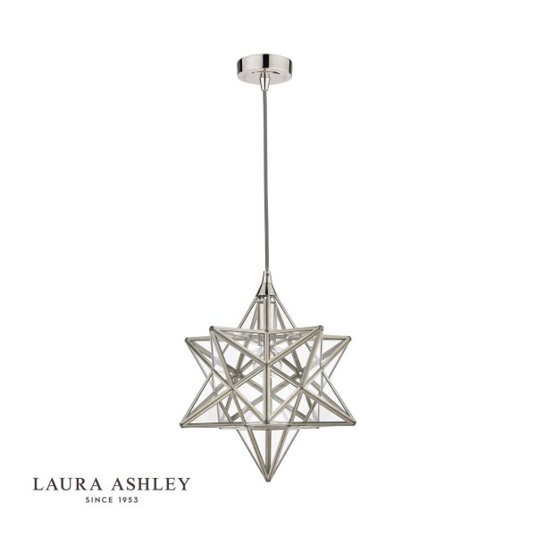 Laura Ashley Small Star Pendant Polished Silver Glass - Image 2