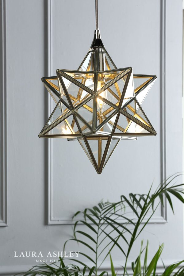 Laura Ashley Small Star Pendant Polished Silver Glass - Image 3