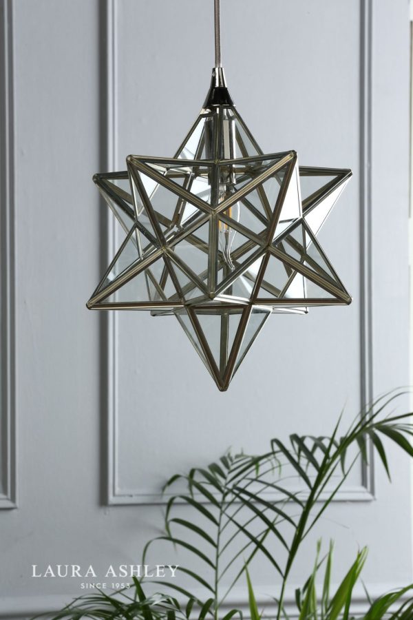 Laura Ashley Small Star Pendant Polished Silver Glass - Image 4