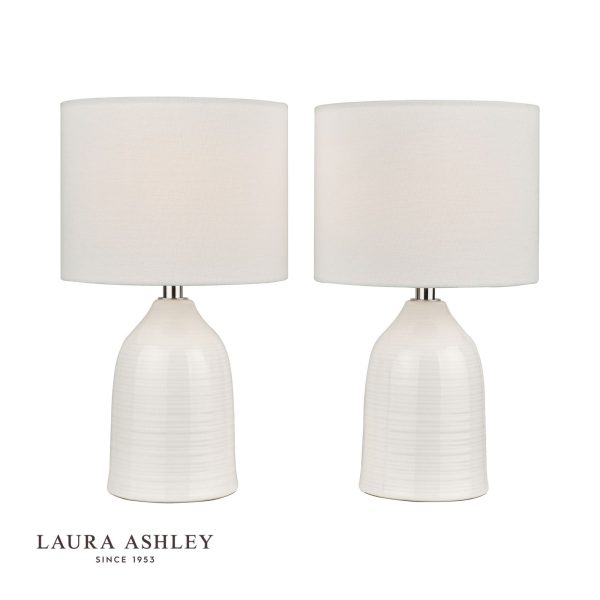 Laura Ashley Penny Twin Pack Table Lamp Cream With Shade