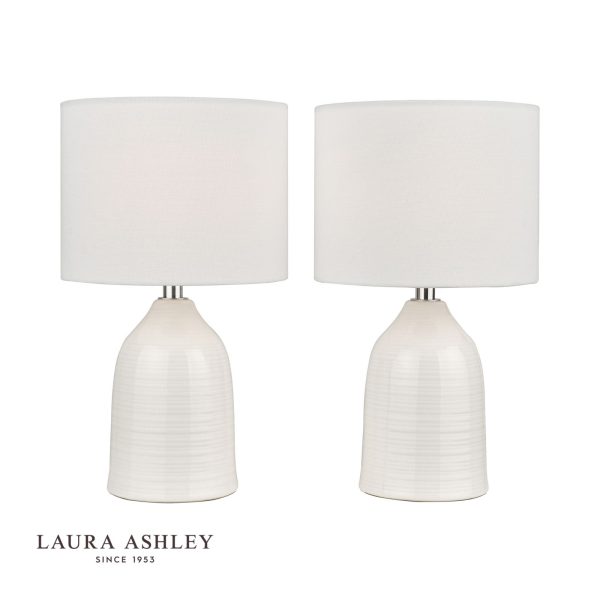 Laura Ashley Penny Twin Pack Table Lamp Cream With Shade - Image 2