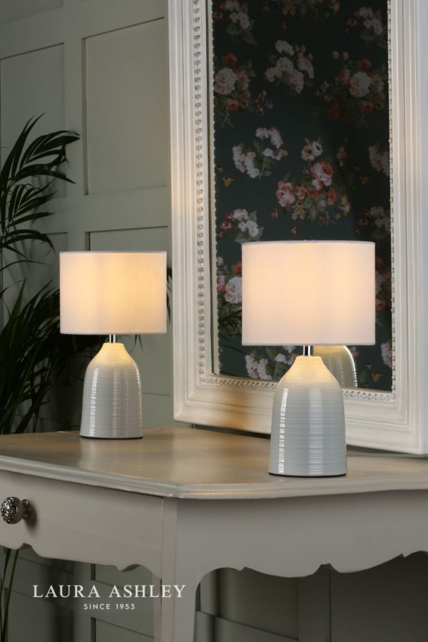 Laura Ashley Penny Twin Pack Table Lamp Cream With Shade - Image 3