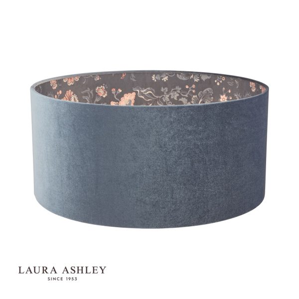 Laura Ashley Portia Drum Shade Blue Velvet 45cm/18