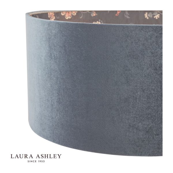 Laura Ashley Portia Drum Shade Blue Velvet 45cm/18 - Image 3