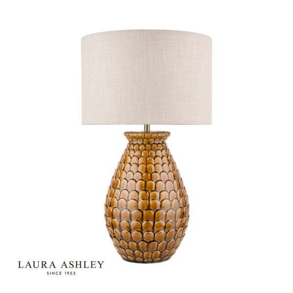 Laura Ashley Liza Ceramic Table Lamp Orange With Shade - Image 2