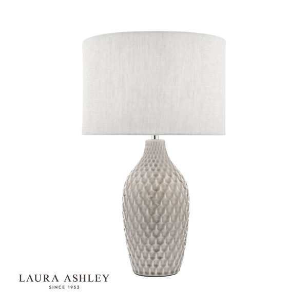 Laura Ashley Heathfield Ceramic Table Lamp Gloss Grey With Shade - Image 2