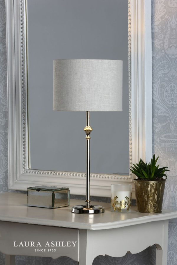 Laura Ashley Highgrove Table Lamp Polished Nickel With Shade - Image 3