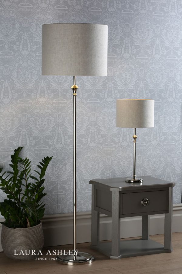 Laura Ashley Highgrove Table Lamp Polished Nickel With Shade - Image 5