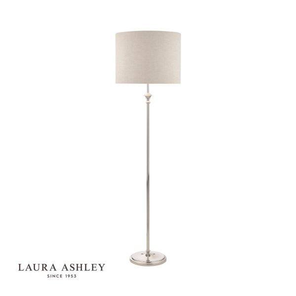 Laura Ashley Highgrove Floor Lamp Polished Nickel With Shade