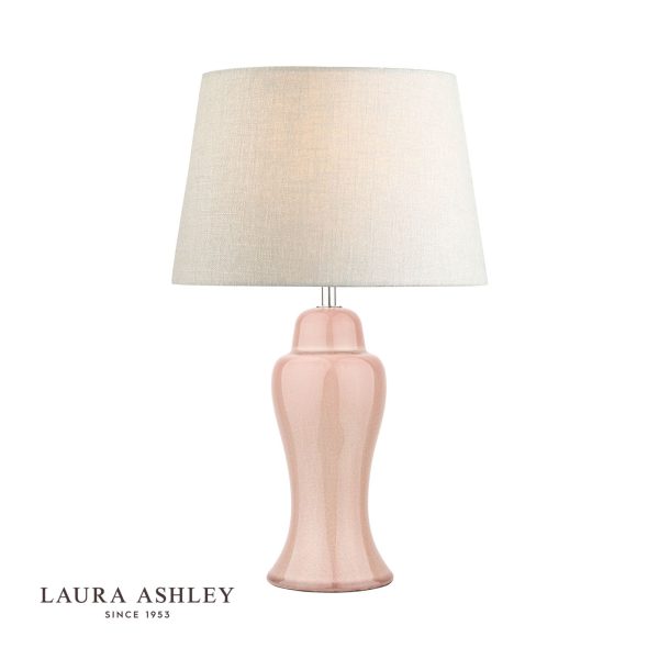 Laura Ashley Regina Small Table Lamp Pink Blush Polished Chrome Base Only