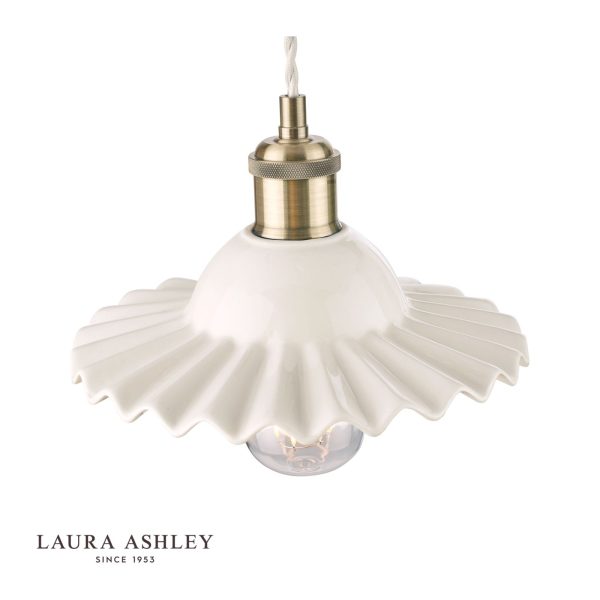 Laura Ashley Beca Small Pendant White Ceramic Antique Brass - Image 4