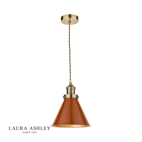 Laura Ashley Rufus Pendant Antique Brass Orange - Image 2