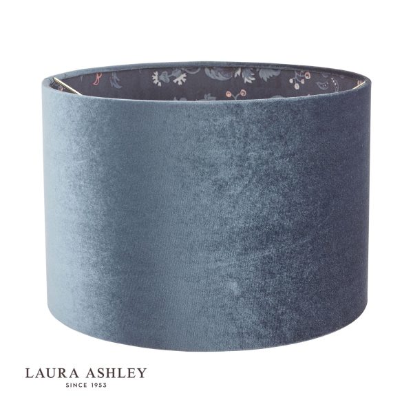 Laura Ashley Portia Drum Shade Blue Velvet 30.5cm/12